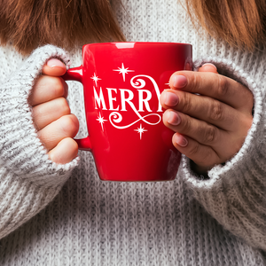 Merry 16oz Red Personalized Christmas Bistro Coffee Mug