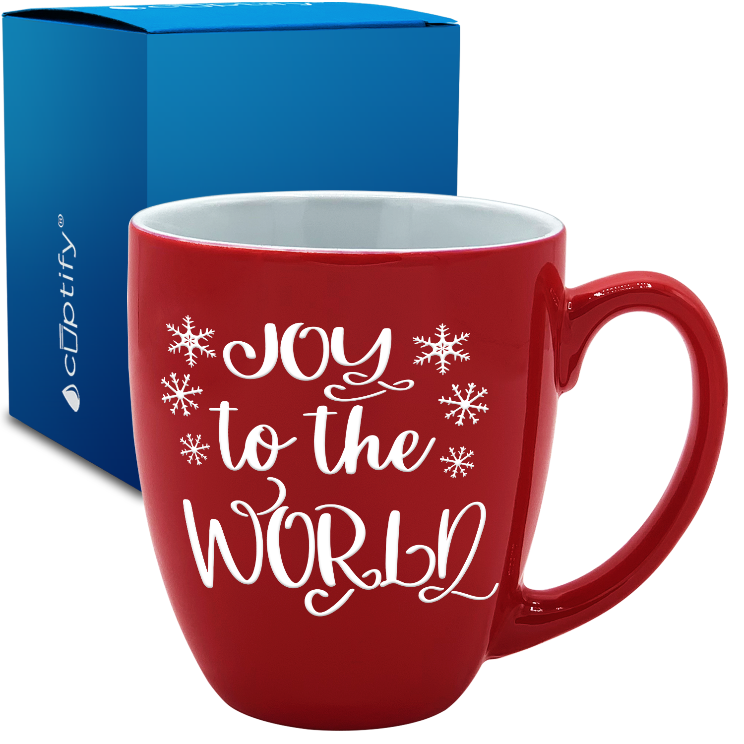 Joy to the World 16oz Red Personalized Christmas Bistro Coffee Mug
