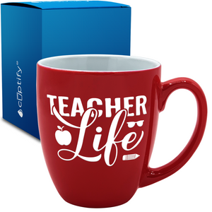 Teacher Life Apples 16oz Personalized Bistro Coffee Mug