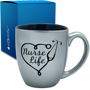 Nurse Life Stethoscope 16oz Personalized Bistro Coffee Mug