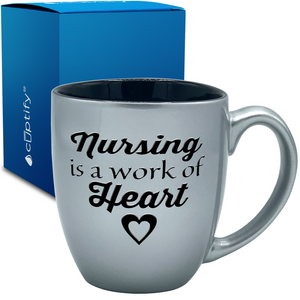 Nursing is a Work of Heart 16oz Personalized Bistro Coffee Mug