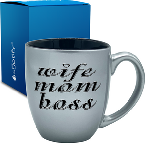 Wife Mom Boss 16oz Personalized Bistro Coffee Mug