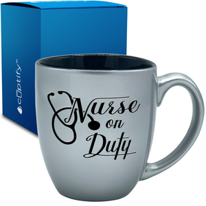 Nurse on Duty 16oz Personalized Bistro Coffee Mug