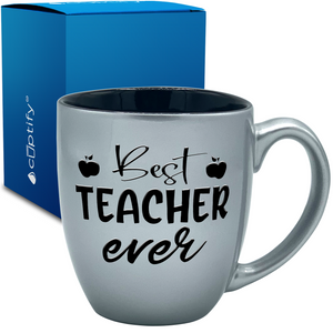 Best Teacher Ever Apples 16oz Personalized Bistro Coffee Mug