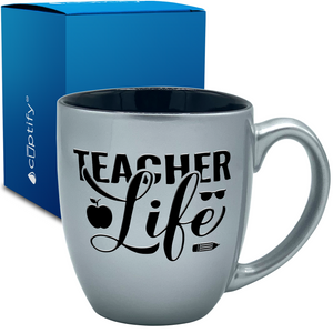 Teacher Life Apples 16oz Personalized Bistro Coffee Mug