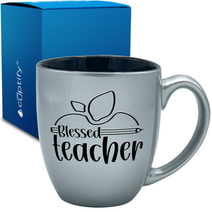 Blessed Teacher Apple 16oz Personalized Bistro Coffee Mug