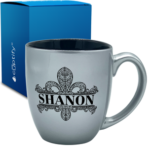 Personalized Fleur de Lis 16oz Bistro Coffee Mug