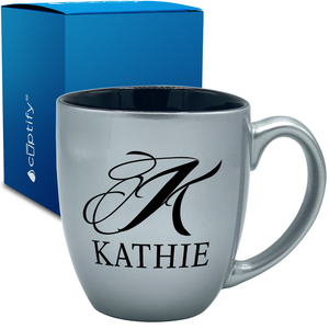 Personalized Script Initial and Name 16oz Bistro Coffee Mug