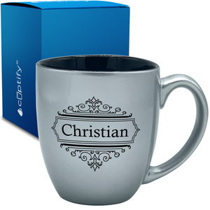 Personalized Crest Border 16oz Bistro Coffee Mug