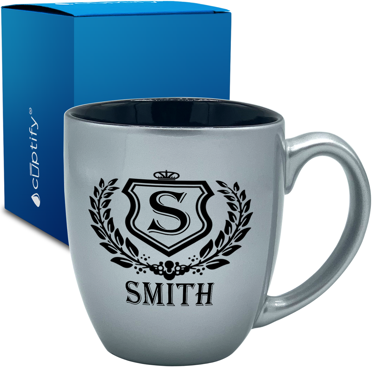 Personalized Monogram Initial Badge 16oz Bistro Coffee Mug