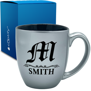 Personalized Gothic Initial 16oz Bistro Coffee Mug