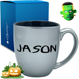 Personalized Scary Halloween Font 16oz Bistro Coffee Mug