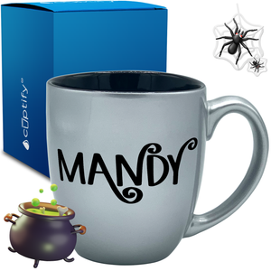 Personalized Curly Spooky Halloween Font 16oz Bistro Coffee Mug