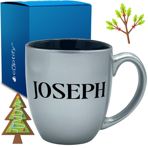 Personalized Merry Christmas Font 16oz Bistro Coffee Mug