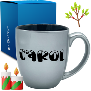 Personalized Frosty Christmas Font 16oz Bistro Coffee Mug