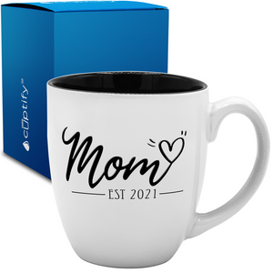Mom Heart Established 16oz Personalized Bistro Coffee Mug