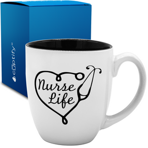 Nurse Life Stethoscope 16oz Personalized Bistro Coffee Mug