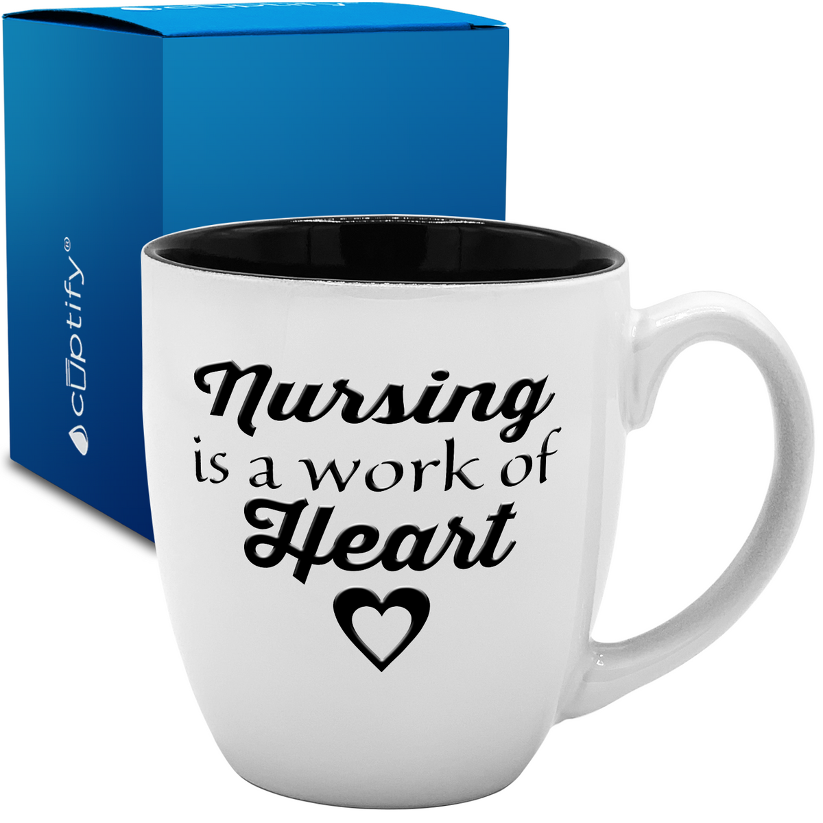 Nursing is a Work of Heart 16oz Personalized Bistro Coffee Mug