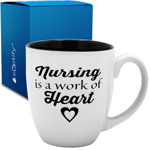 Nursing is a Work of Heart 16oz Personalized Bistro Coffee Mug