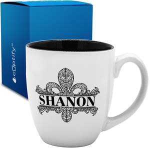 Personalized Fleur de Lis 16oz Bistro Coffee Mug