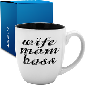 Wife Mom Boss 16oz Personalized Bistro Coffee Mug