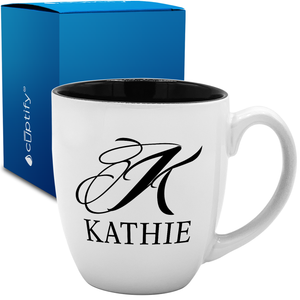 Personalized Script Initial and Name 16oz Bistro Coffee Mug