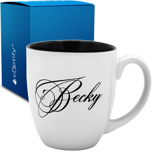 Personalized Decorative Script 16oz Bistro Coffee Mug