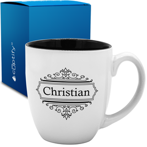 Personalized Crest Border 16oz Bistro Coffee Mug