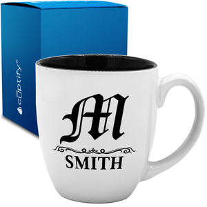 Personalized Gothic Initial 16oz Bistro Coffee Mug