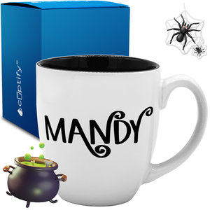 Personalized Curly Spooky Halloween Font 16oz Bistro Coffee Mug