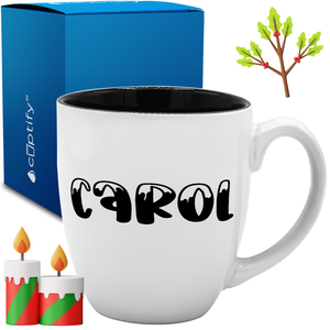 Personalized Frosty Christmas Font 16oz Bistro Coffee Mug