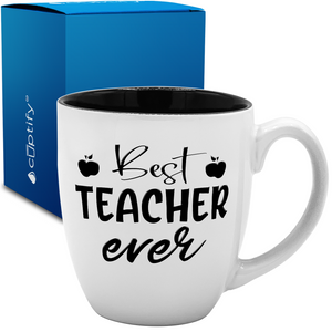 Best Teacher Ever Apples 16oz Personalized Bistro Coffee Mug
