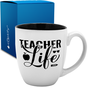 Teacher Life Apples 16oz Personalized Bistro Coffee Mug