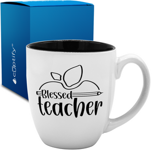 Blessed Teacher Apple 16oz Personalized Bistro Coffee Mug