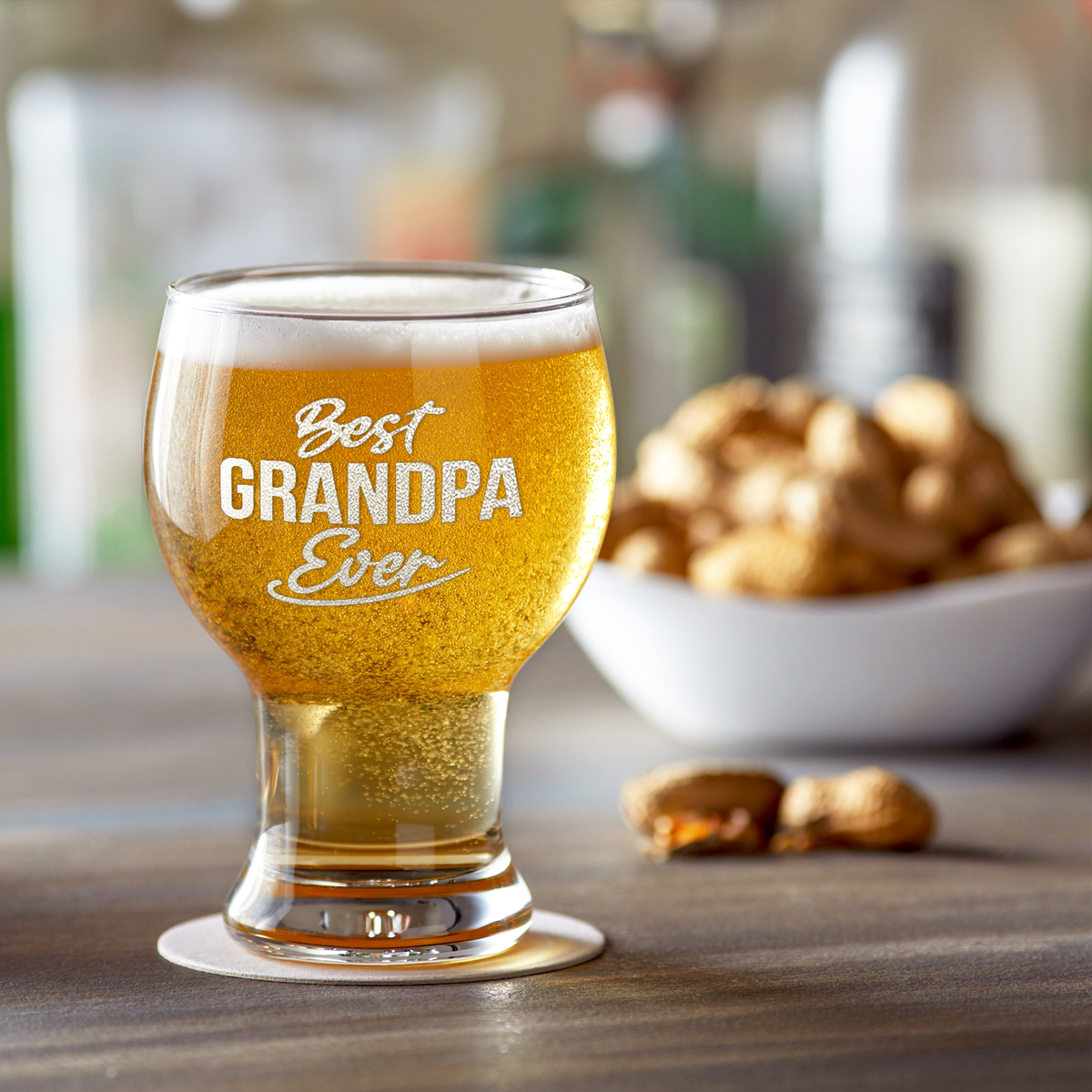 Best Grandpa Ever on 16oz Craft Master Glass