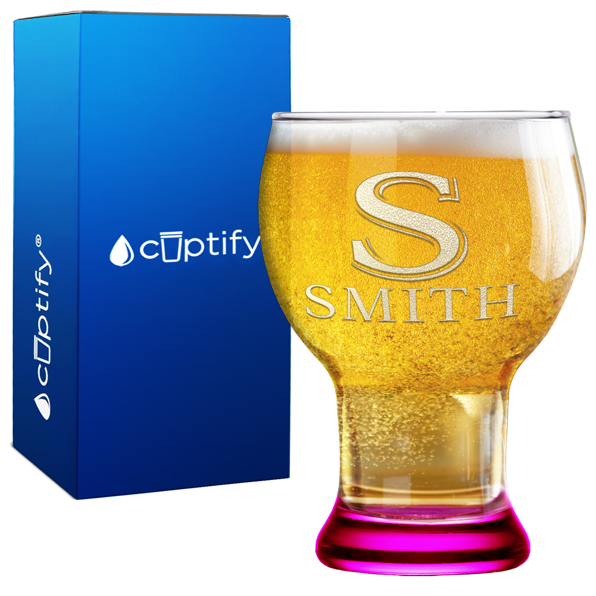 Personalized Initial and Name Etched 16 oz Craft Master Beer Glass