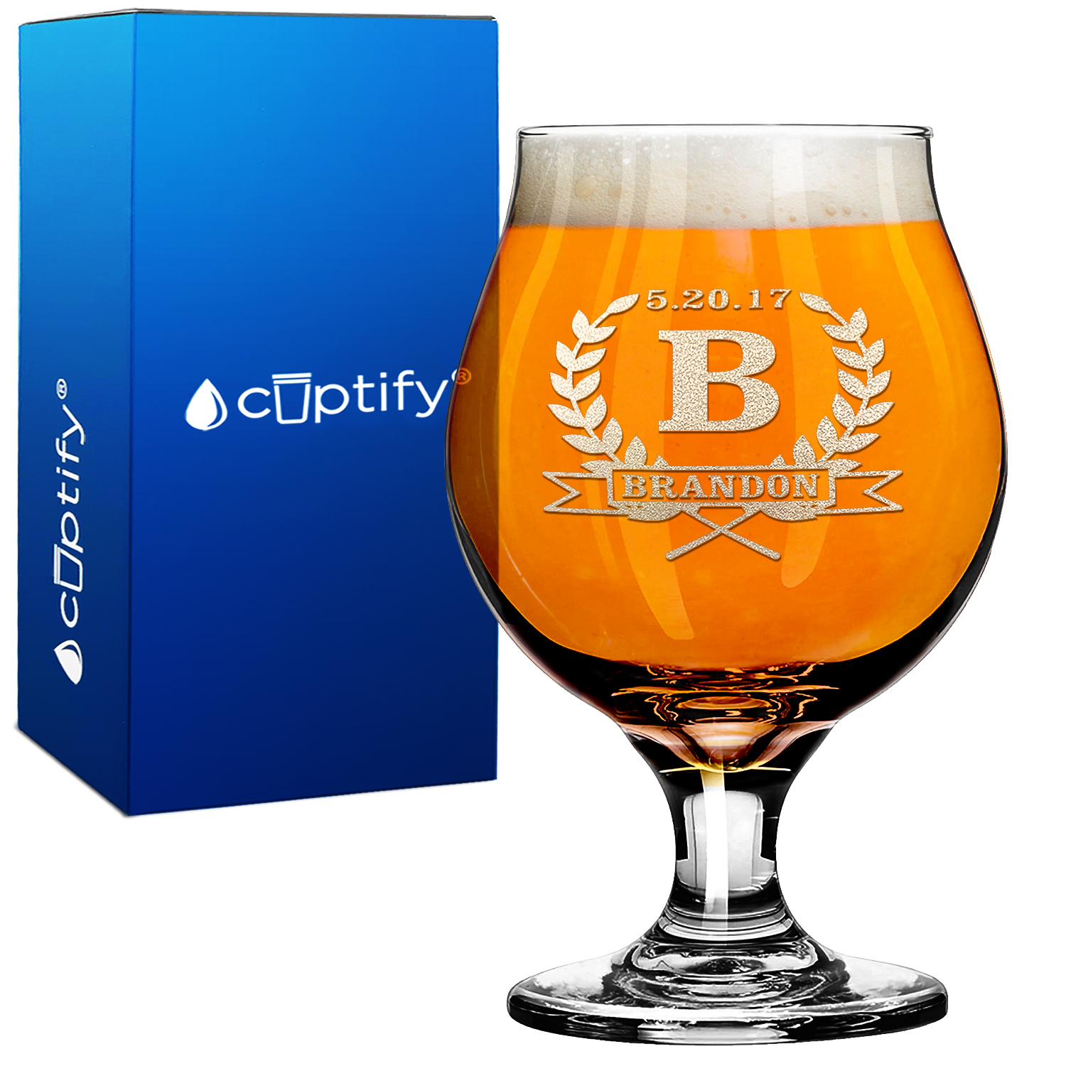 Personalized Groomsmen Laurels Beer Belgian Glass