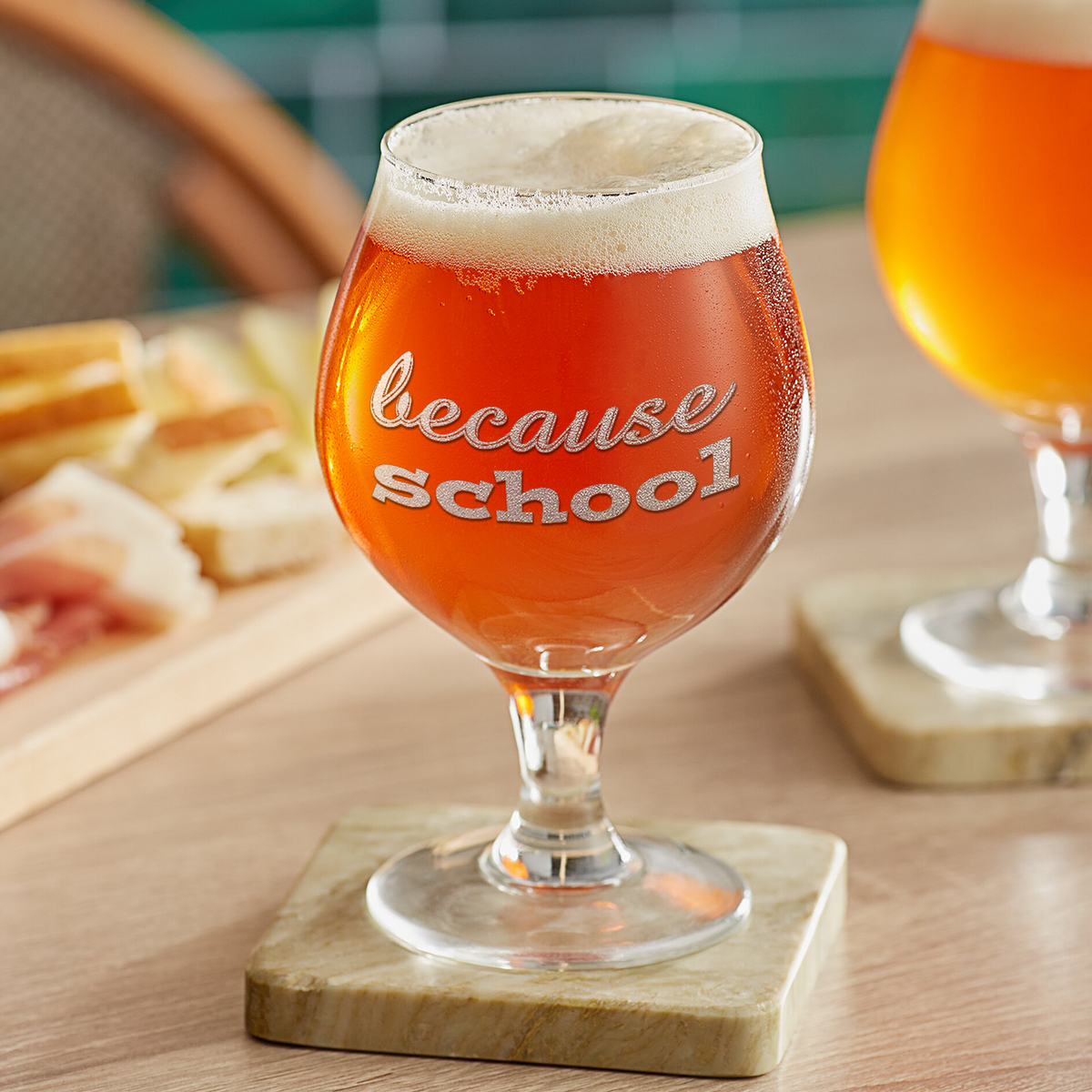 Because School on 16oz Belgian Beer Glass