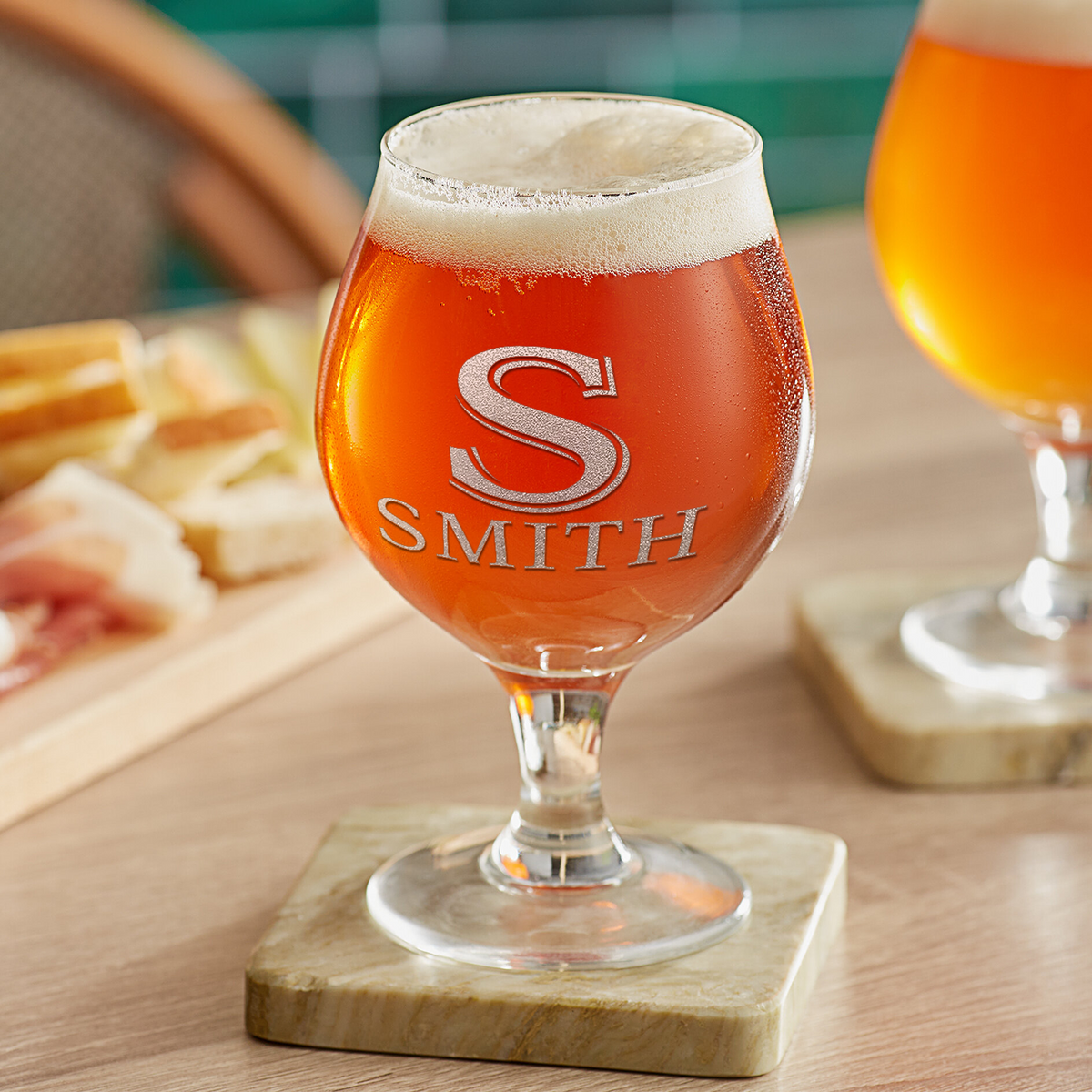 Personalized Monogram Initial and Name on 16oz Belgian Beer Glass