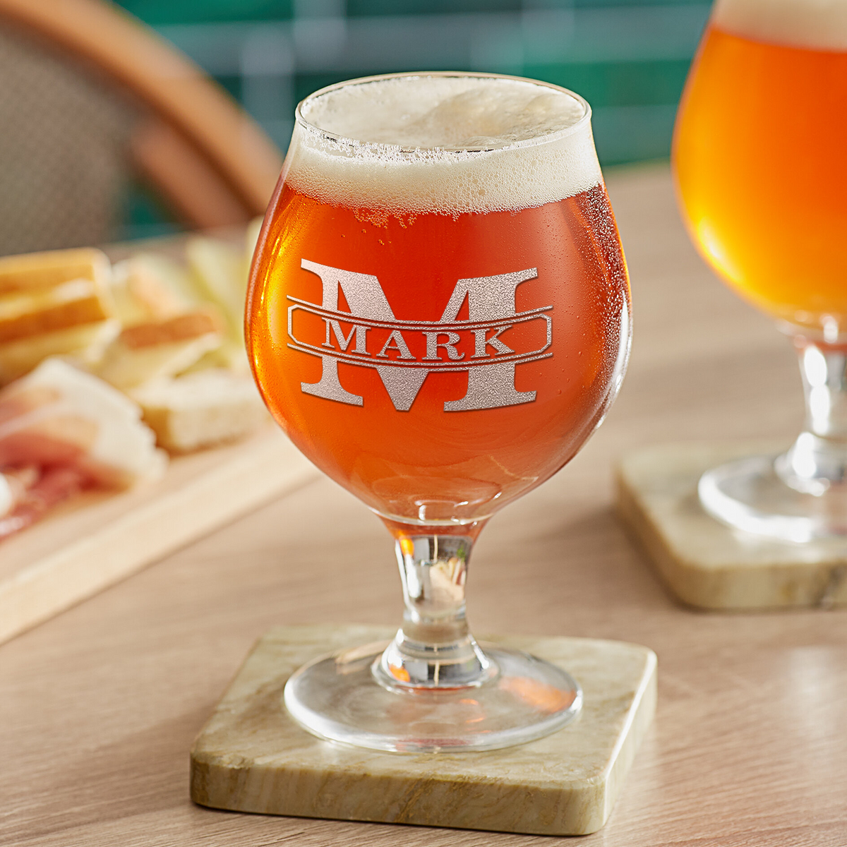 Personalized Vintage Block on 16oz Belgian Beer Glass