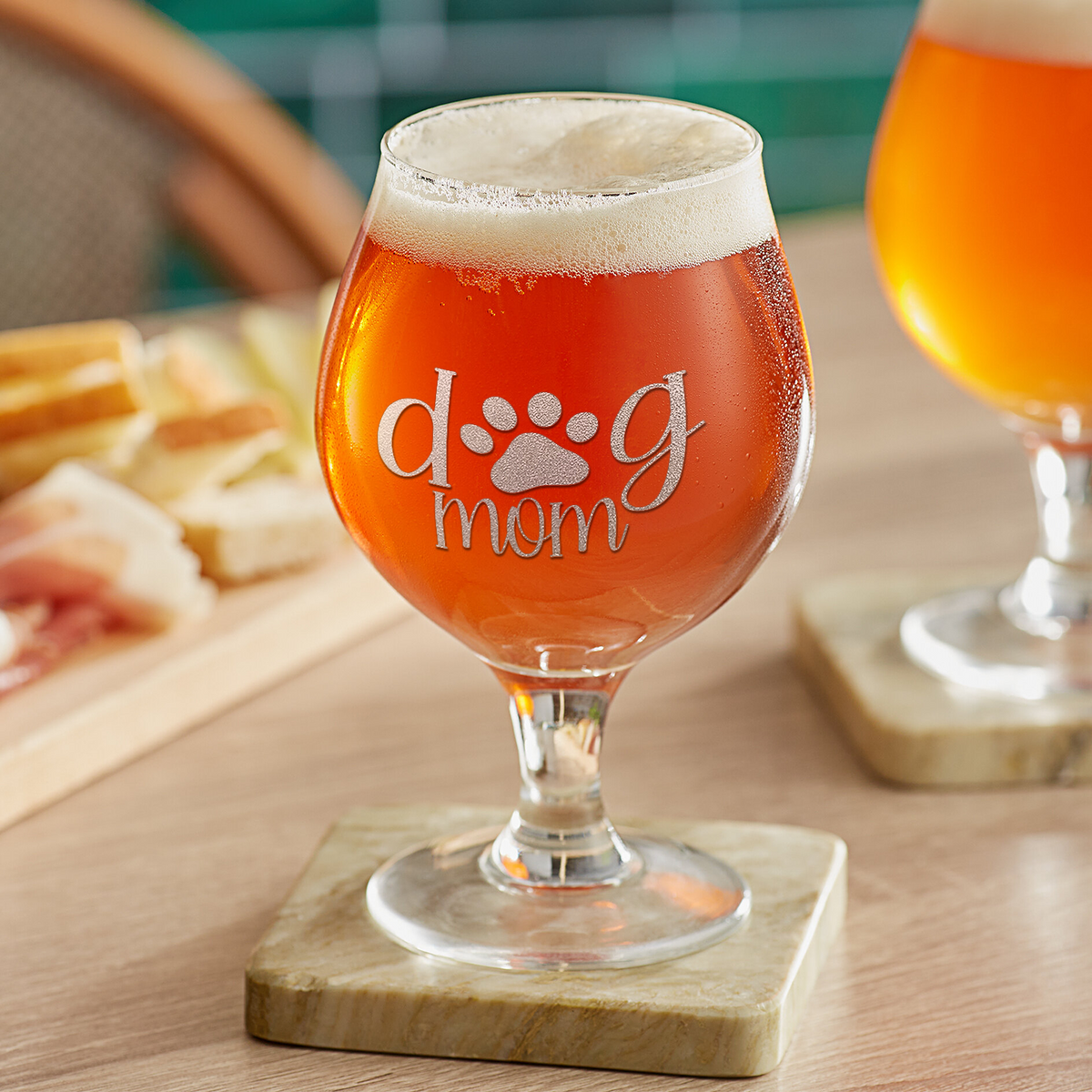 Dog Mom Paw Beer Belgian Glass