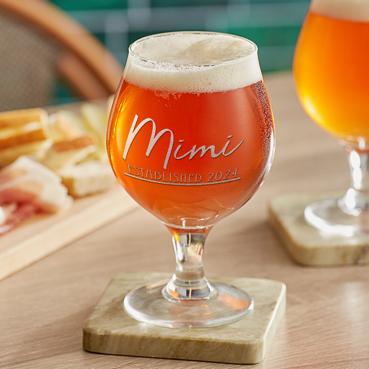 Mimi Established on 16oz Belgian Beer Glass