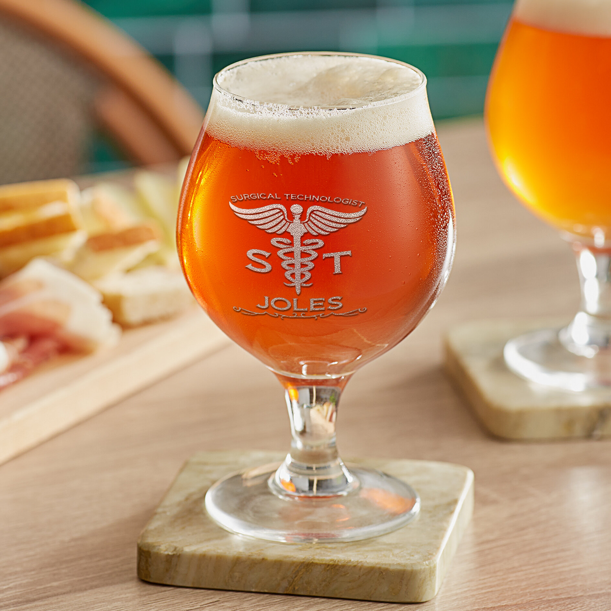 Personalized ST Surgical Technologist on 16oz Belgian Beer Glass