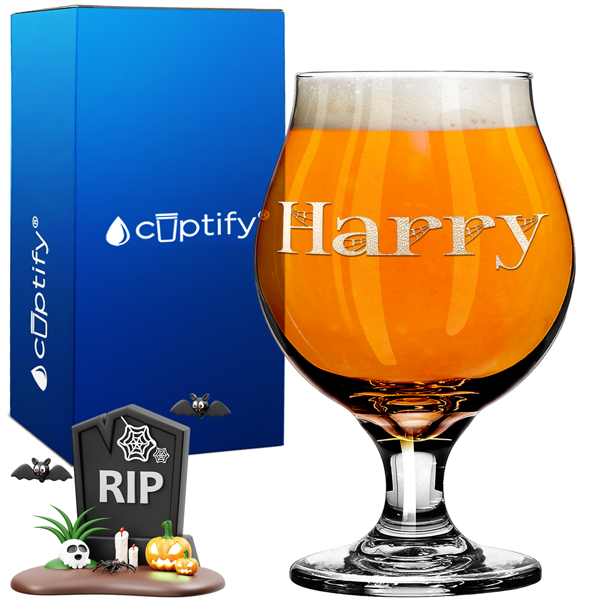 Personalized Wicked Halloween Font 16oz Belgian Beer Glass