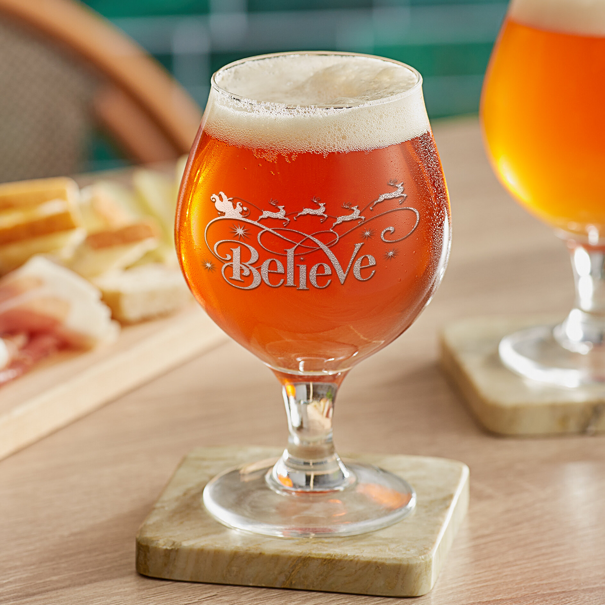 Believe in Stanta 16oz Belgian Beer Glass