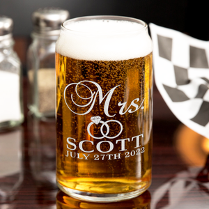 Personalized Mrs. Knot Beer Can Glass