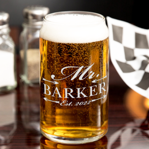 Personalized Mr. Arrows Beer Can Glass