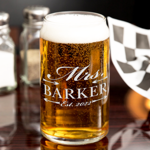 Personalized Mrs. Arrows Beer Can Glass