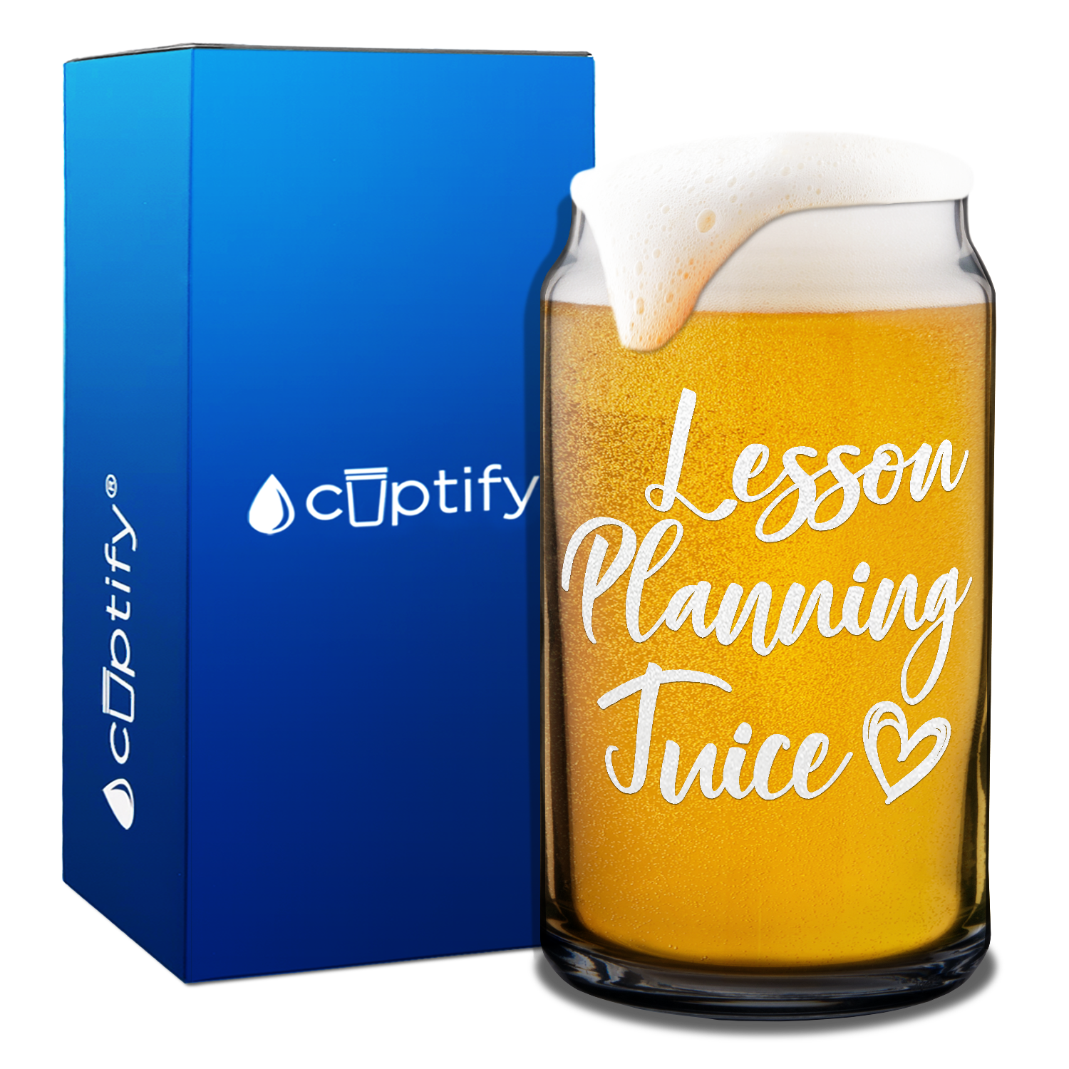 Lesson Planning Juice on 16oz Beer Can Glass