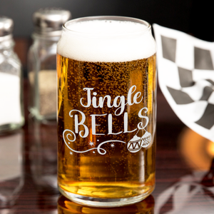 Jingle Bells on 16oz Beer Can Glass